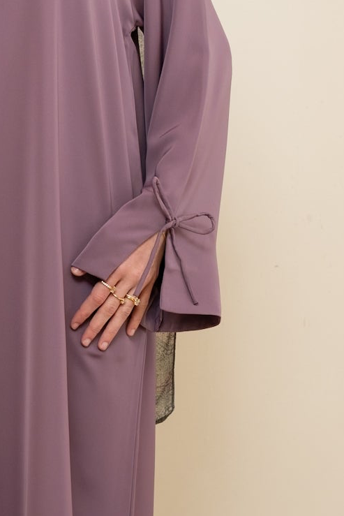 Basma Bow Abaya- Soft Lavender