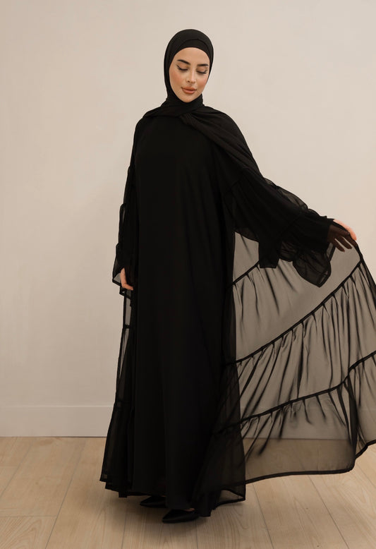 Tiered Pleated Black