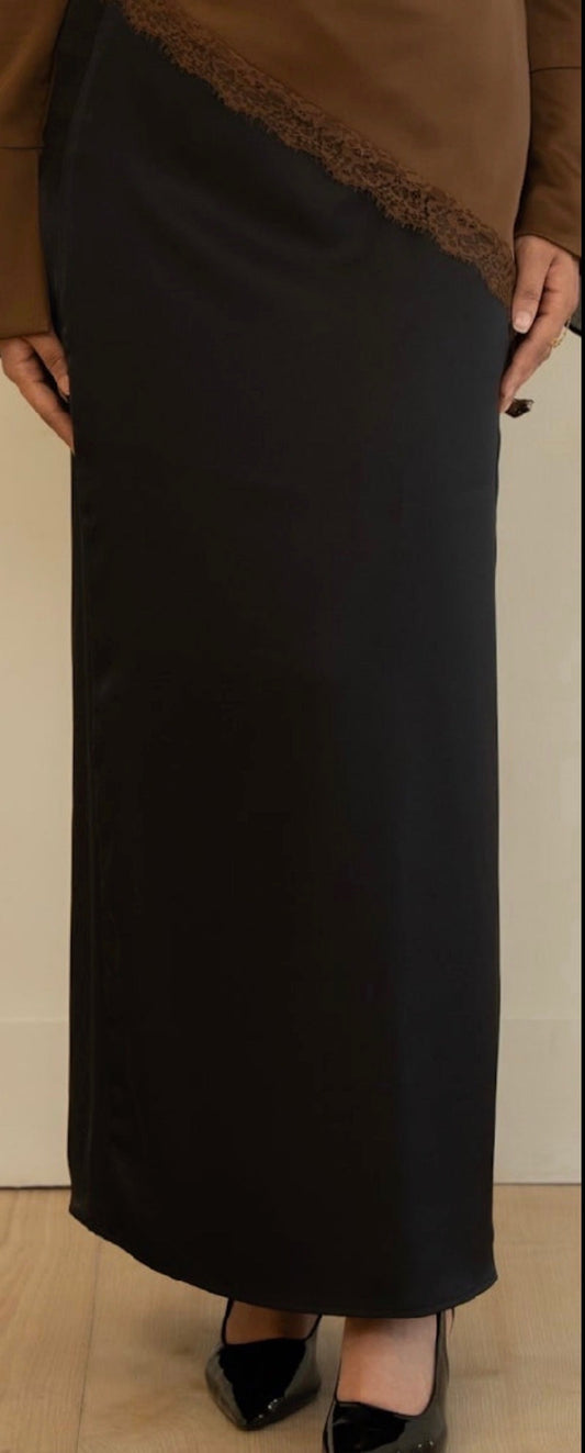 Suha Satin Skirt - Black