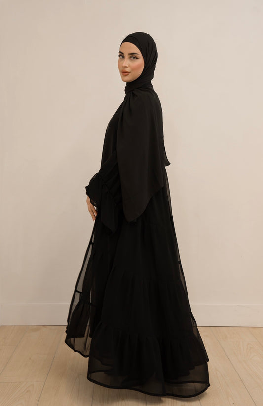 Tiered Pleated Black
