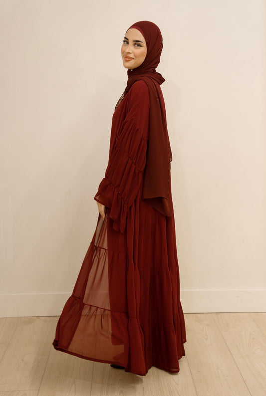 Tiered Pleated Maroon