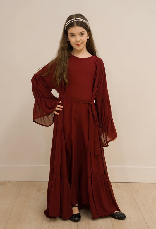 Mini Me-Tiered pleated Maroon