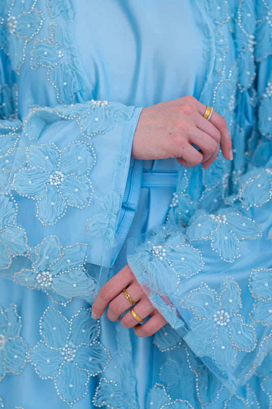 Pearled Petal in Sky Blue