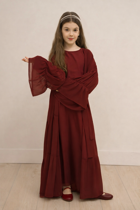 Mini Me-Tiered pleated Maroon