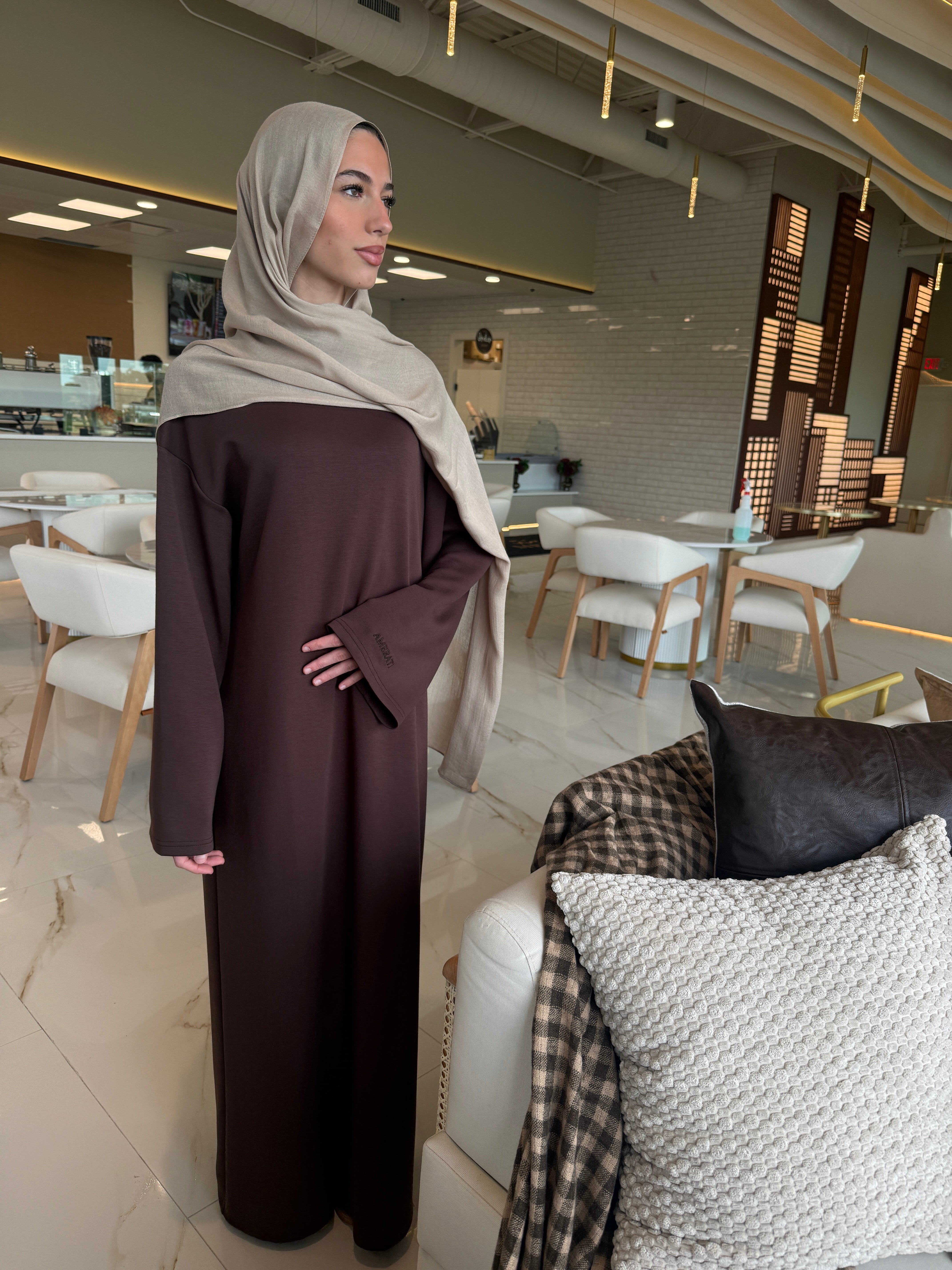 Razan-Buttery Brown Soft Abaya
