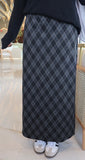 Plaid Wool Skirt-Charcoal