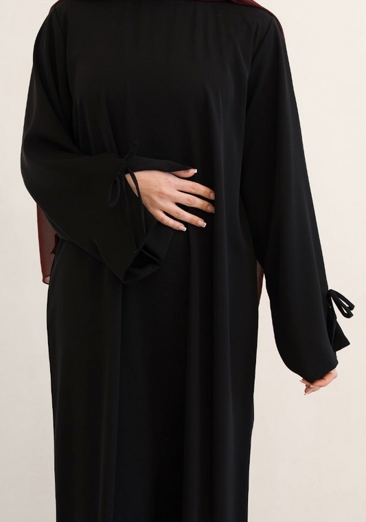 Basma Bow Abaya-Black