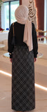 Plaid Wool Skirt-Charcoal
