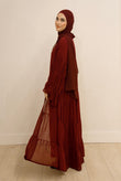 Tiered Pleated Maroon