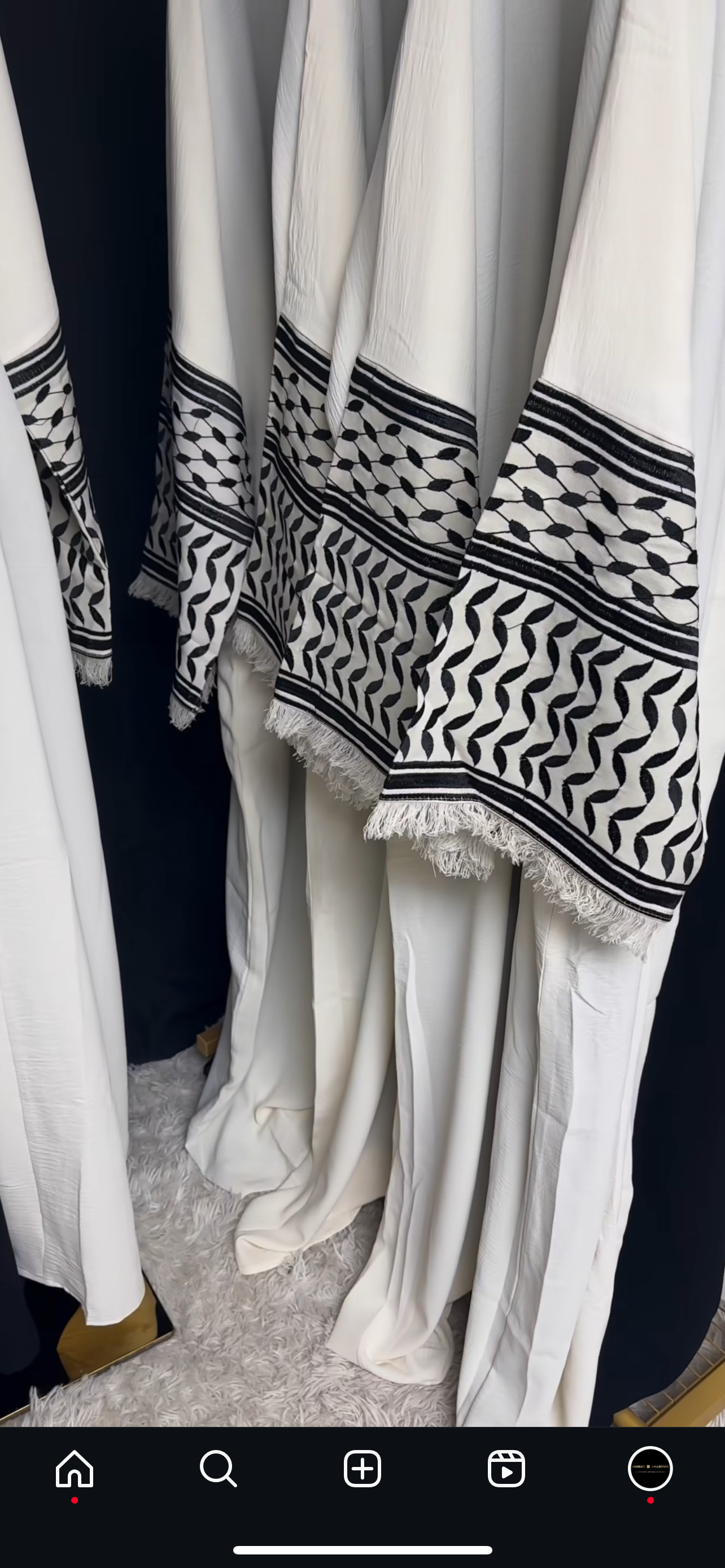 Beige with black Keffiyeh Embroidery