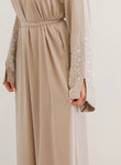 Yara Beaded Abaya-Beige