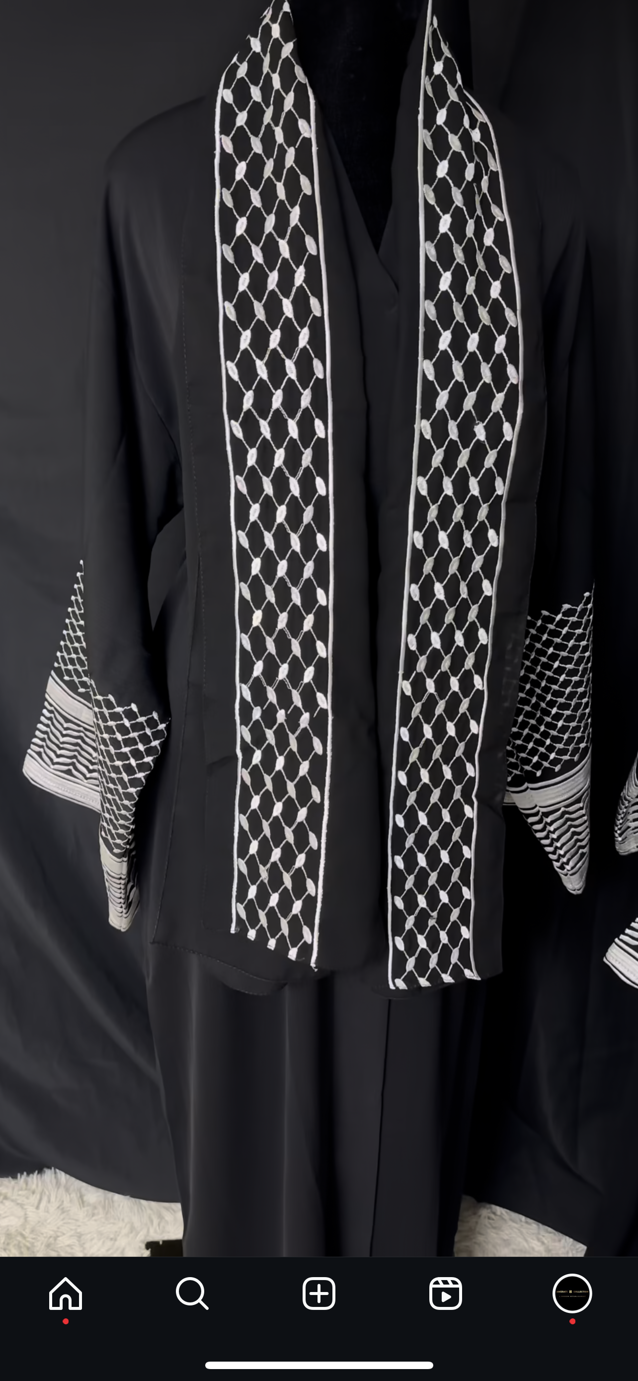 Black Keffiyeh Zoom Fabric Abaya