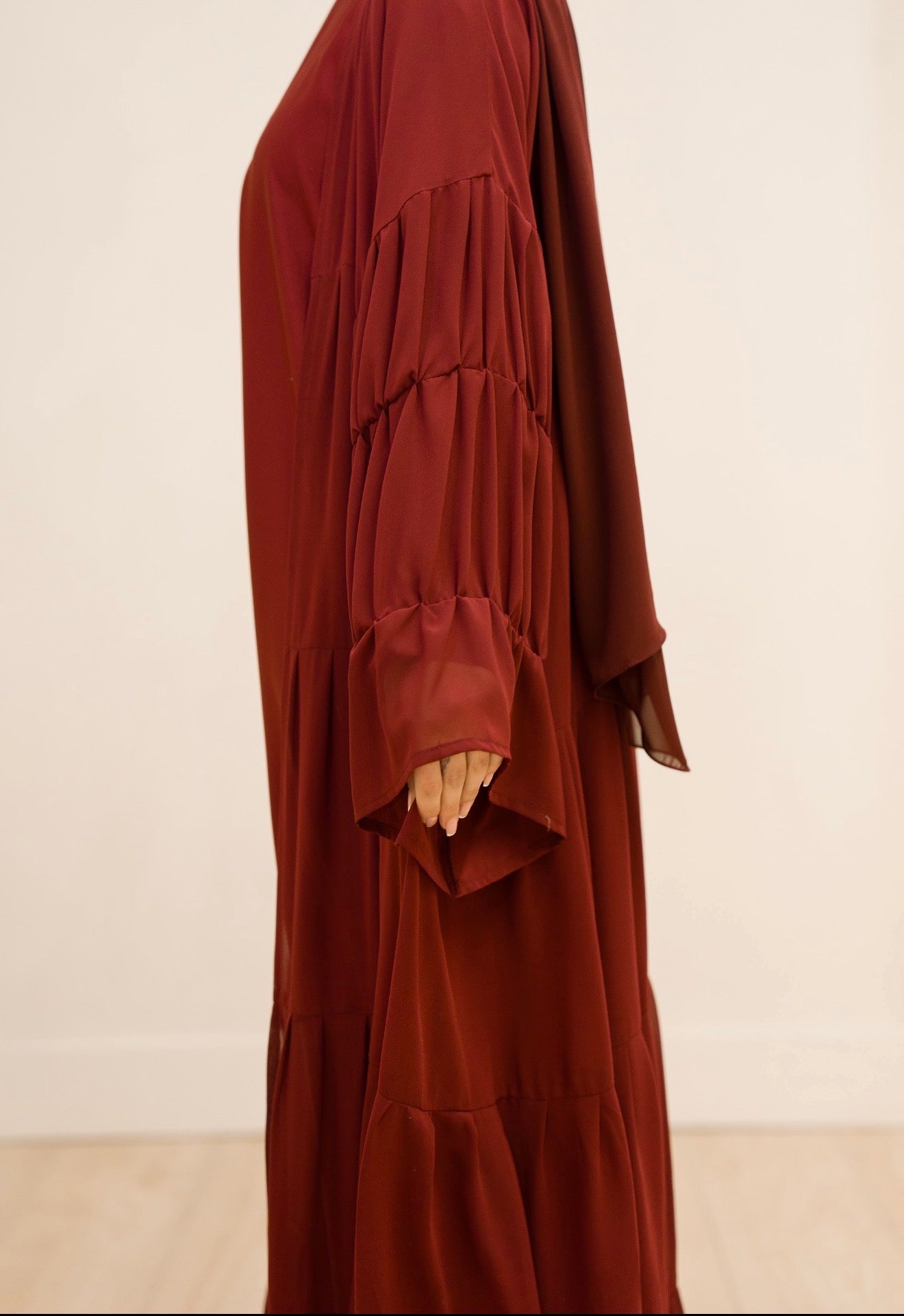 Tiered Pleated Maroon