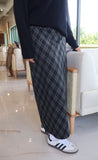 Plaid Wool Skirt-Charcoal