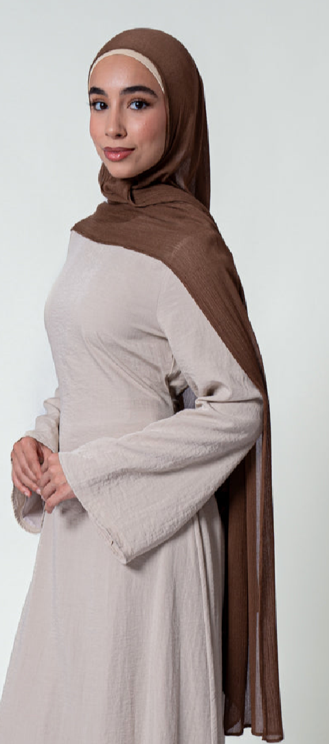 Brown Plain Crinkle Modal
