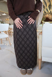 Plaid Wool Skirt-Brown