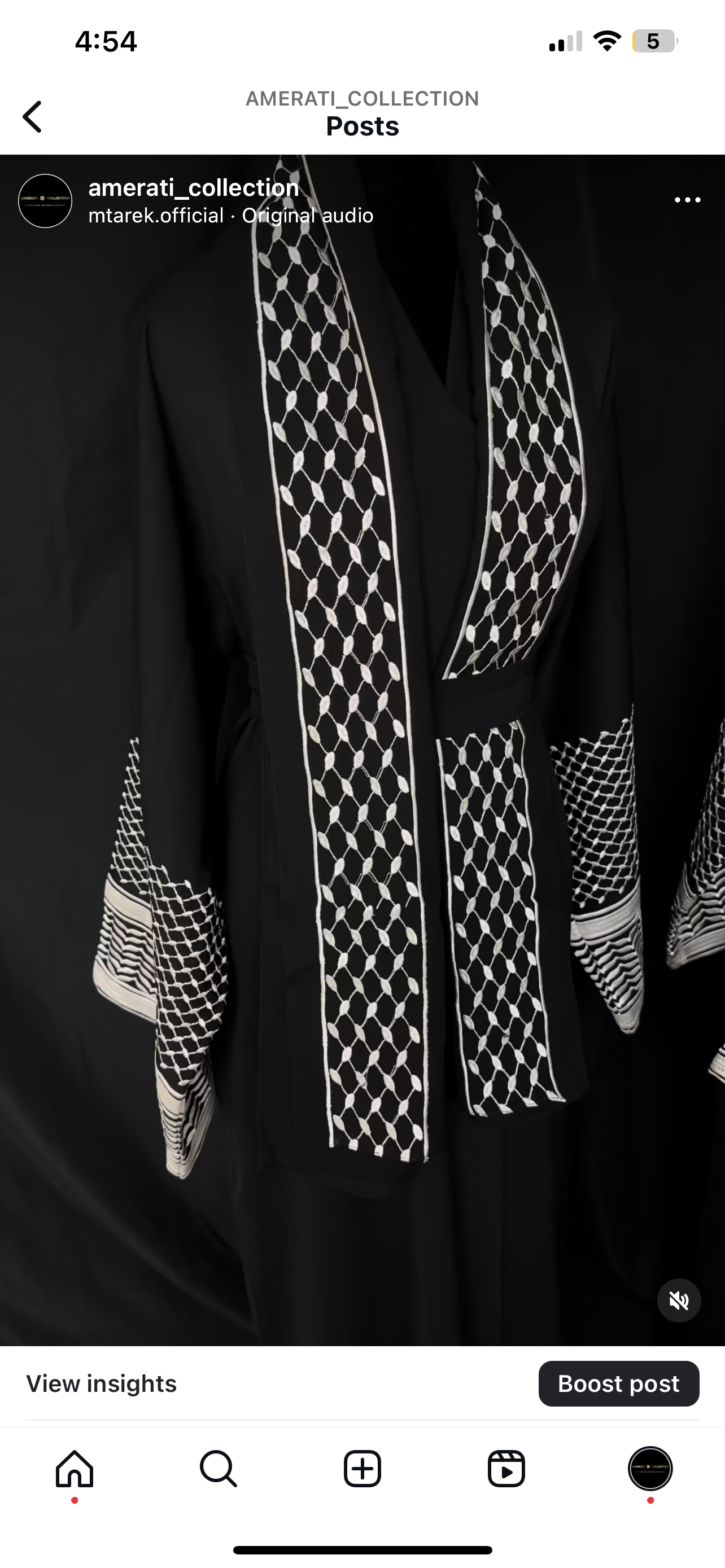 Black Keffiyeh Zoom Fabric Abaya